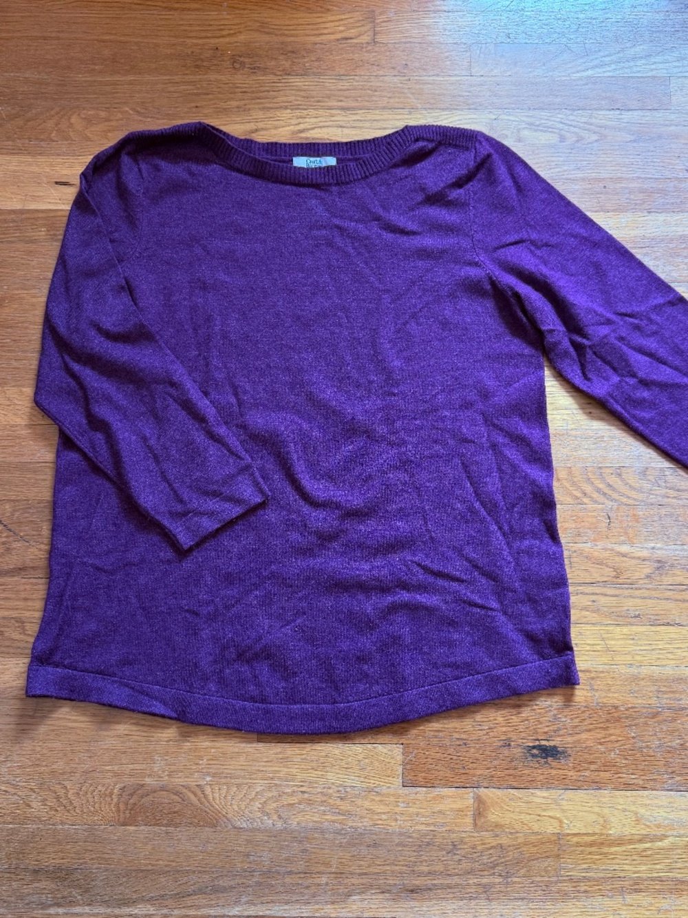 Women's Plum Boatneck 3/4 Sleeve Sweater
